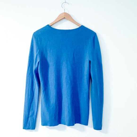 Ann Taylor 100% Cashmere V-Neck Pullover Sweater Bright Blue Size Medium - Picture 3 of 8